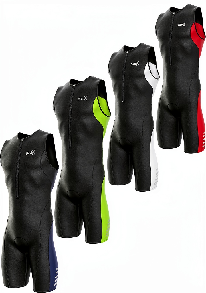 Athlete wearing Sparx Sports blue triathlon skinsuit during a race