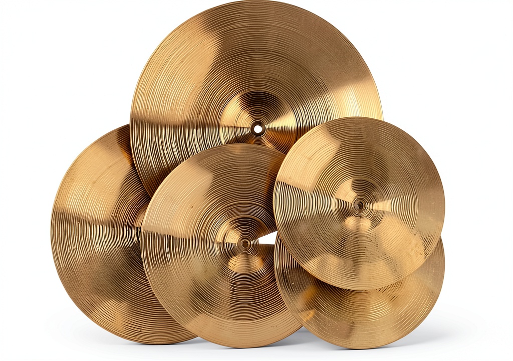 Drummer using HAIRIESIS gold cymbal set in a studio