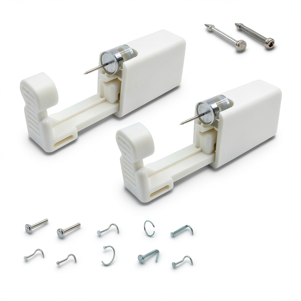 Installing Nose Piercing Kit by GCHSSS Beauty on a wooden desk