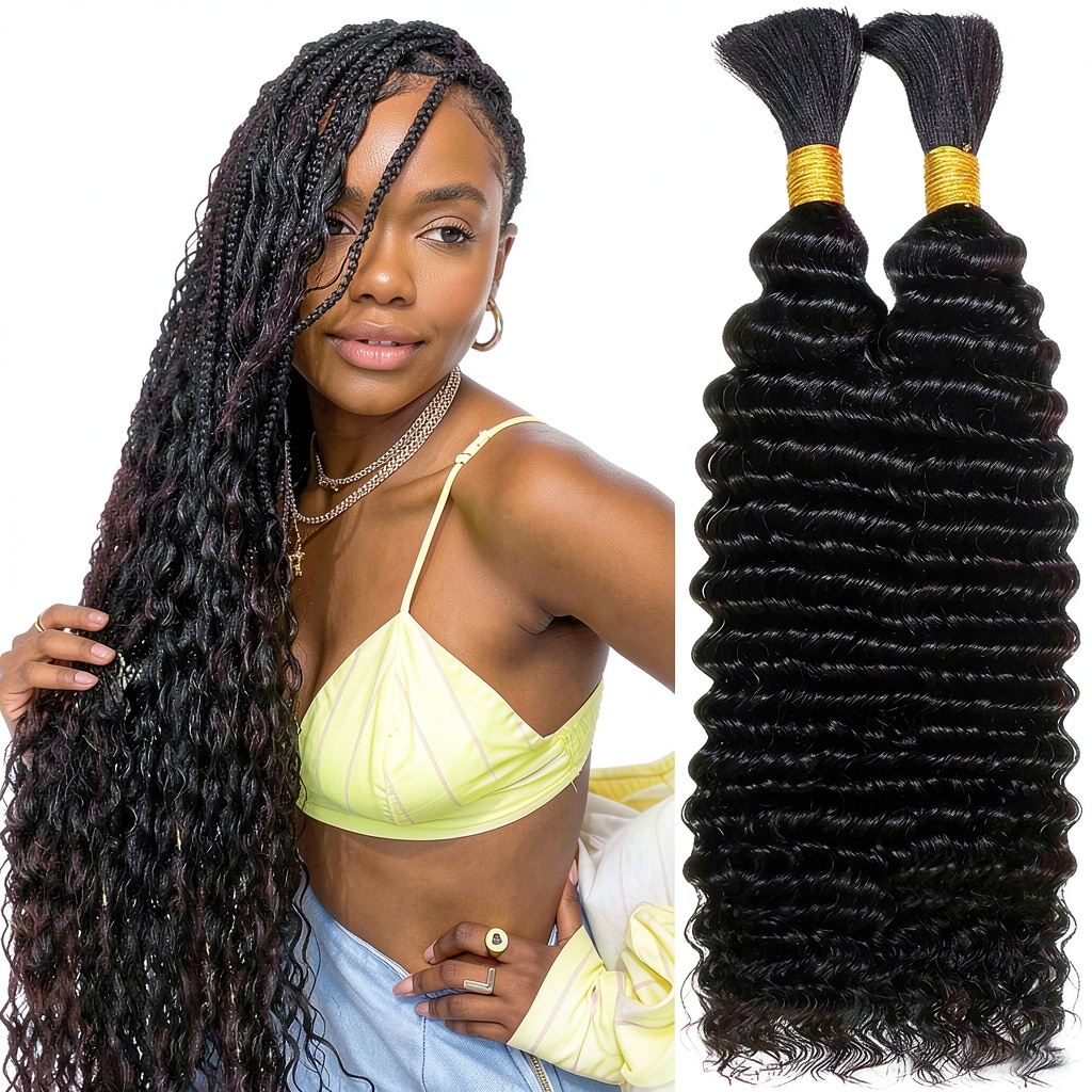 Installing Brazilian Human Hair Braiding Hair Extensions OKVOKV on a wooden braiding station