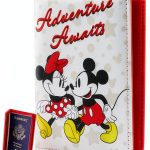 Disney Minnie Mickey Passport Holder Red Interior Card Cash Pocket-0
