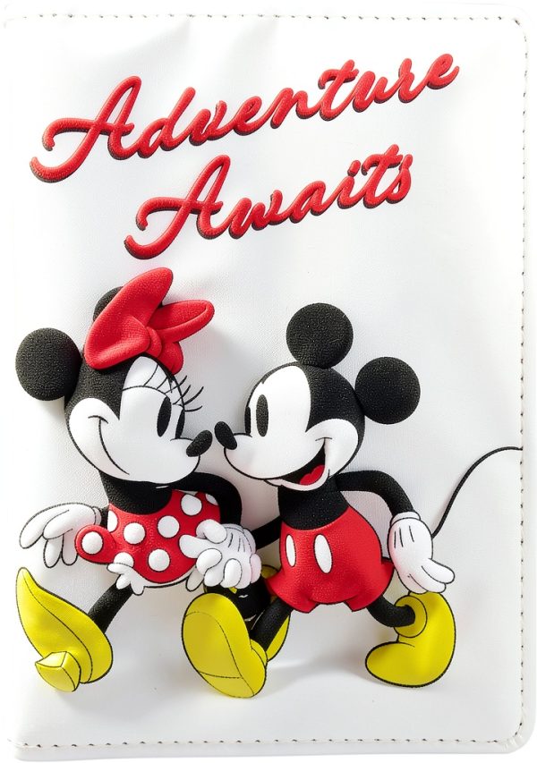 Disney Minnie Mickey Passport Holder Red Interior Card Cash Pocket-6