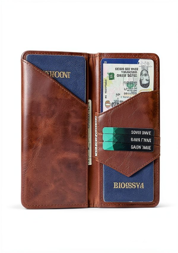 Serovi Leather Passport Holder with AirTag Slot RFID Blocking-1