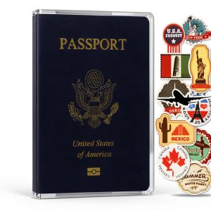 WHALEZON US Passport Cover Vinyl Transparent Wallet with Card Pockets-0