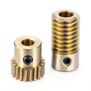 uxcell Worm Gear Set - 0.5 Module 20:1 Reduction Rate 5mm Hole Dia Gear Shaft and 4mm Hole Dia Gear Wheel 20T Drive Gear Box (Brass)-0