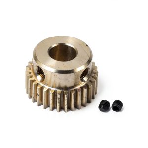 uxcell Pinion Gear Set, Brass Motor Rack Straight Spur Gear with Step, 0.5 Mod 30T 6mm Bore 16mm Outer Dia, M3 Set Screws Included-0