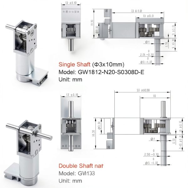 2Pcs DC 12V 16RPM Φ3x10mm Double Shaft N20 Worm Gear Motor with Encoder, 3-12V 4-381RPM Best for Automation and Robotics (12-16)-1